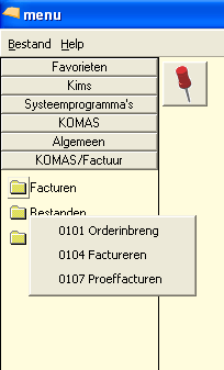 Menu KOMAS/Factuur