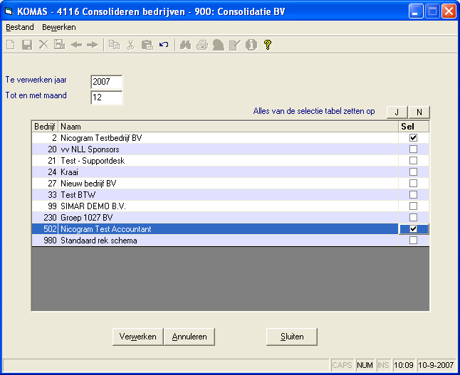 Consolideren in KOMAS