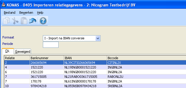 Importeren relaties na IBAN conversie
